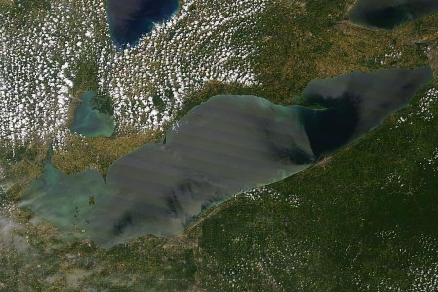 An aerial view of Lake Erie
